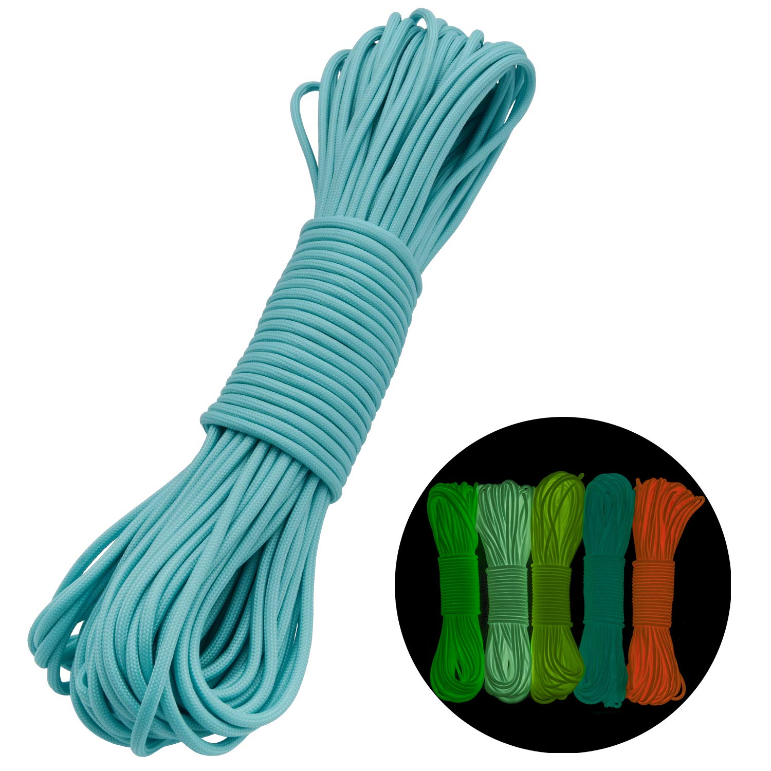 West Coast Paracord Glow in The Dark | 7 Strand Type III 550 Paracord |  100% Nylon | 10, 25, 50, 100ft Lengths | 8 Colors
