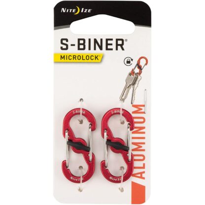 Nite Ize S-Biner MicroLock, Locking Key Holder, 2-Pack, Aluminum