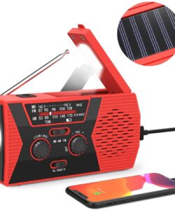 Esky Emergency Solar Hand Crank Radio, NOAA Weather Radio with AM/FM, LED Flashlight, Reading Lamp, 2000mAh Power Bank and SOS Alarm