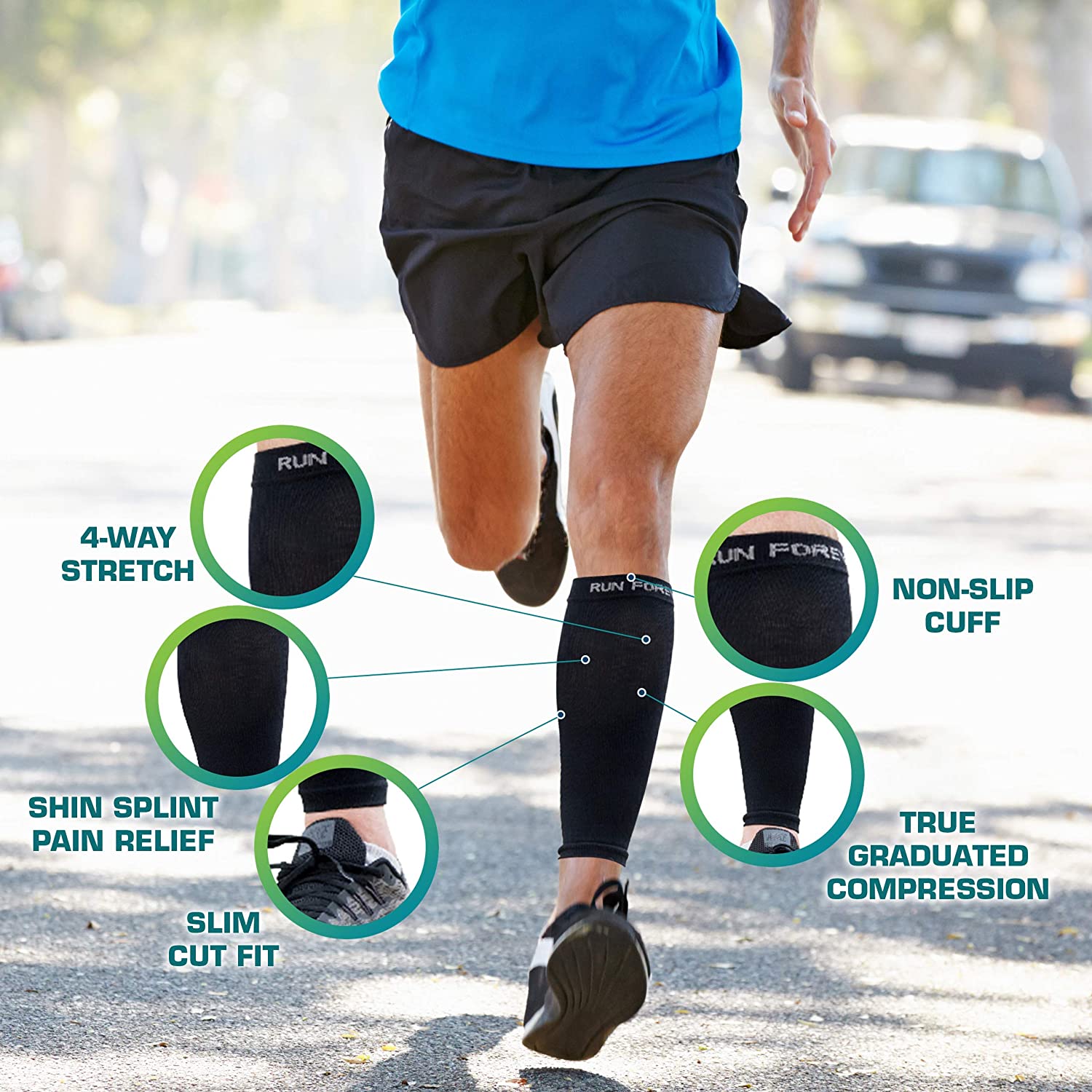 Never Quit Calf Compression Sleeves for Men & Women, Unisex. Shin Splint  Leg Sleeves. Graduated Compression for Calf Strains, Shin Splints and  Varicose Veins,Recovery & Prevention (Small) 
