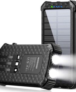 Solar Power Bank 26800mAh Portable Charger with Dual LED Flashlight, 5 Output Ports 2 Input Ports Quick Charge 3.0 Solar Charger Power Bank