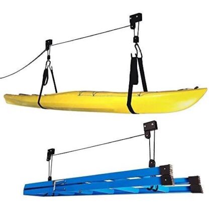 RADD Sportz Kayak Hoist Quality Garage Storage Canoe Lift with 125 lb Capacity Even Works as Ladder Lift Premium Quality