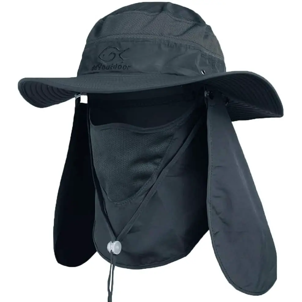 Outdoor UV Protection Sun Hat Neck Face Flap Wide Brim Cap Fishing