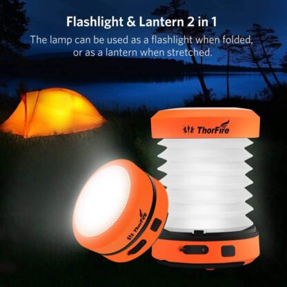 Collapsible Led Camping Lantern w/ Rechargeable Battery (Solar Panel and USB)