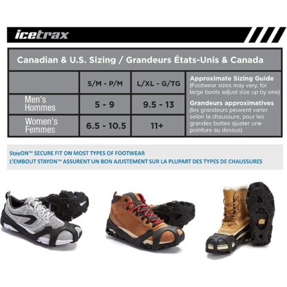 ICETRAX V3 HEX Winter Ice Grips for Shoes and Boots - Ice Cleats for Snow and Ice, StayON Toe, Reflective Heel