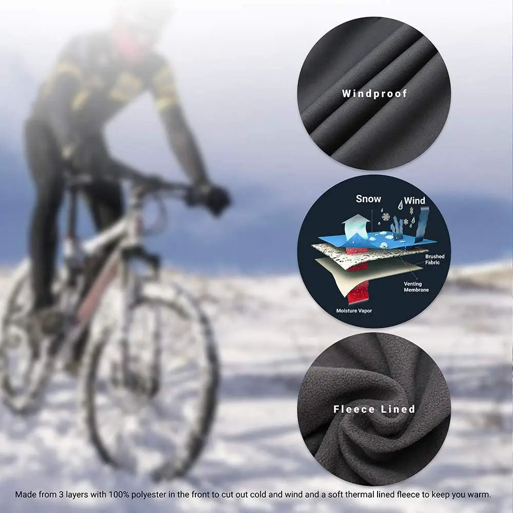  Mens Fleece Pants Winter Cycling Pants Mountain Bike Clothing  Thermal Cold Weather Running Gear Blue L