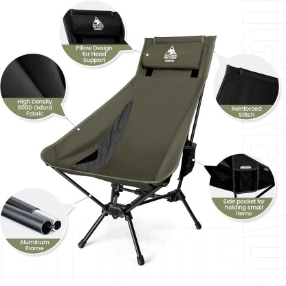 OneTigris Tigerblade High Back Camping Chair with Pillow Design