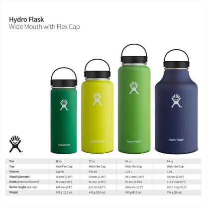 Hydro Flask W32TS435 Mouth 32 oz. Wide Water Bottle, (946 ml)