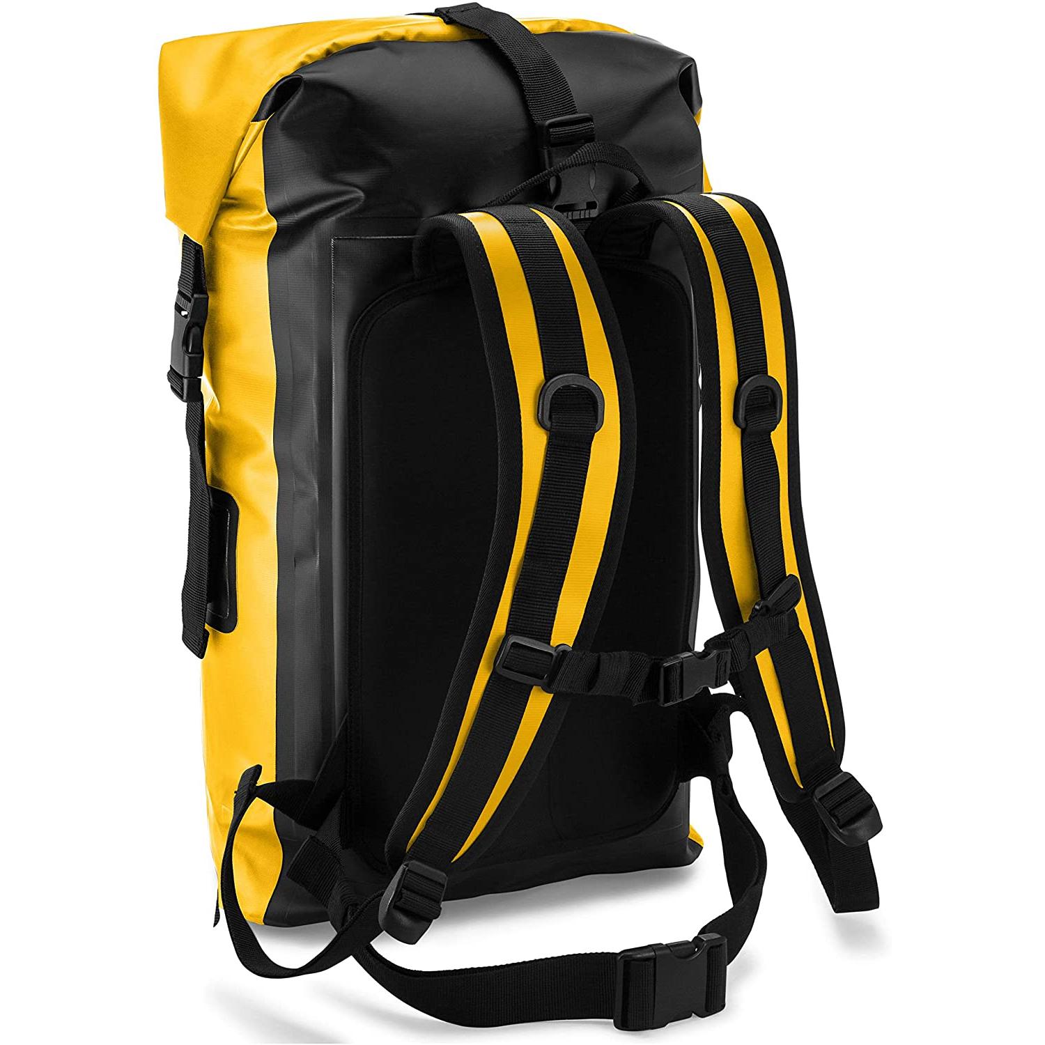 Earth Pak Waterproof Backpack: 35L & 55L Roll-Top Closure with Easy Access Front-Zippered Pocket and Padded Back Panel