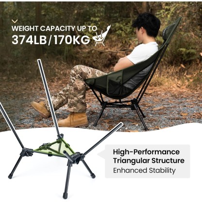 OneTigris Tigerblade High Back Camping Chair with Pillow Design