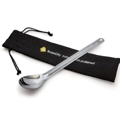 Titanium Long Handle Spoon with Polished Bowl with Waterproof Case
