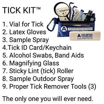 Atlantick Tick Remover Tool Kit for Humans and Pets, 9pcs Compact Lightweight Emergency Treatment Tick Removal Tool Kit Plus First Aid for Effective Infection and Lyme Disease Prevention (1 Kit)