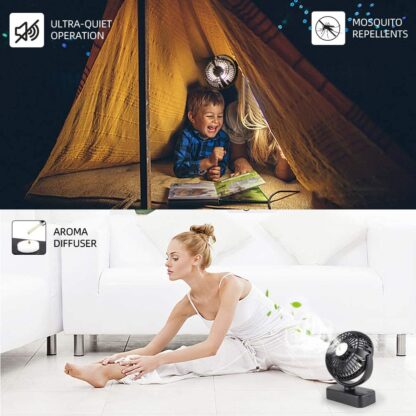 Portable Battery Camping Fan with LED Lantern