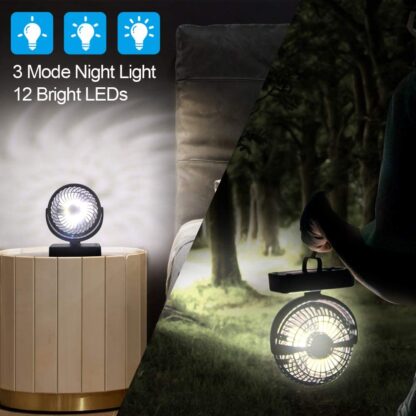 Portable Battery Camping Fan with LED Lantern