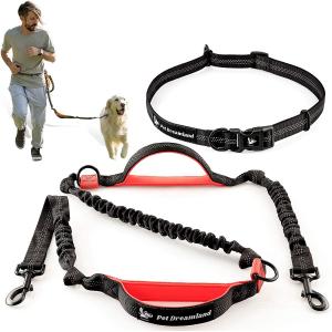 Pet Dreamland Hands Free Leash for Running Large Dogs - Waist Dog Leash - Professional Shock Absorbing Bungee Harness - Reflective Dog Running Belt