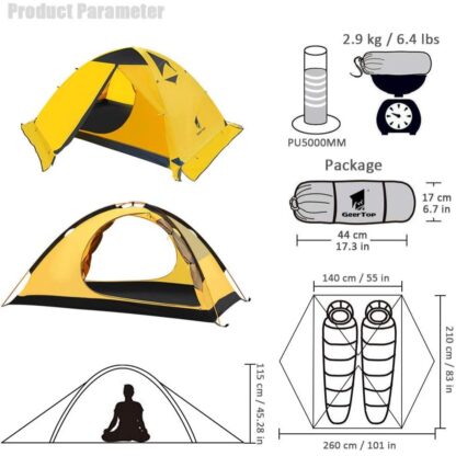GEERTOP 2 Person 4 Season Backpacking Tent for Camping Hiking Travel Climbing - Easy Set Up