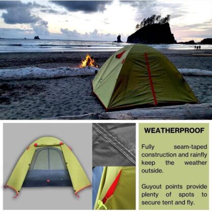 Waterproof Double Layer 2, 3, 4 Person 3 Season Aluminum Rod Double Skylight Outdoor Camping Tent