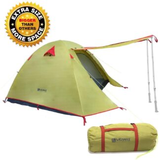 Waterproof Double Layer 2, 3, 4 Person 3 Season Aluminum Rod Double Skylight Outdoor Camping Tent