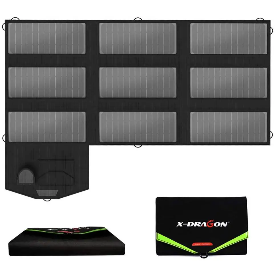 X-DRAGON Solar Charger, 70W Foldable Solar Panel Charger (5V USB with SolarIQ + 18V DC+ Parallel Port)