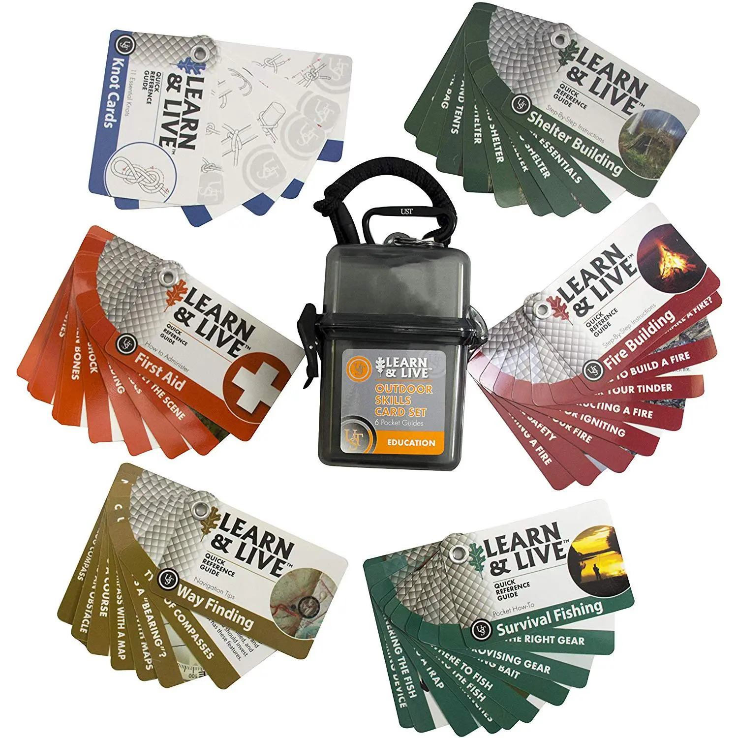 UST Learn & Live Educational Card Set with Durable, Waterproof, Compact Design and Essential Outdoor Skills for Hiking, Camping and Outdoor Survival
