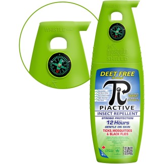 PiACTIVE - Insect Repellent Pump Spray, DEET-Free Bug Spray with 20% Incaridin, 12 Hours of Protection, Tick, Black Fly, and Mosquito Repellent, Built-In S.O.S Whistle and Compass, 175ml