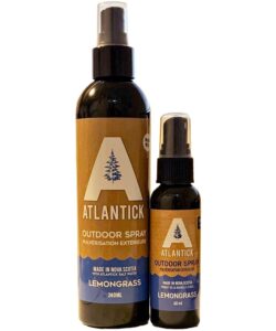 Atlantick All Natural Deet Free Outdoor Spray, Safe for All Skin Types and Clothes; Pleasant Lemongrass Smelling Outdoor Spray (60mL Pocket and 240mL Family Sized)