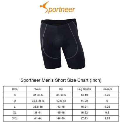 Sportneer Men's Cycling Shorts Biking Bike Bicycle Pants Half Pants 4D Coolmax Padded, Comfort, Anti-Slip Design, Breathable & Absorbent