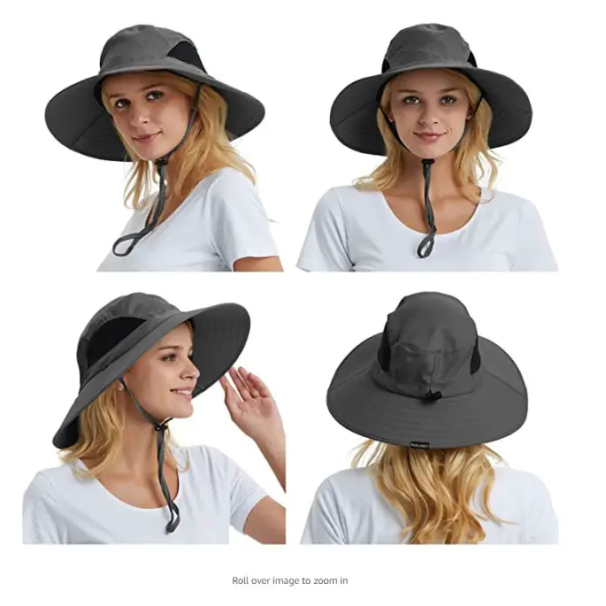 Sun Hat Womens UV Protection Fishing Hat Foldable One Size Dark
