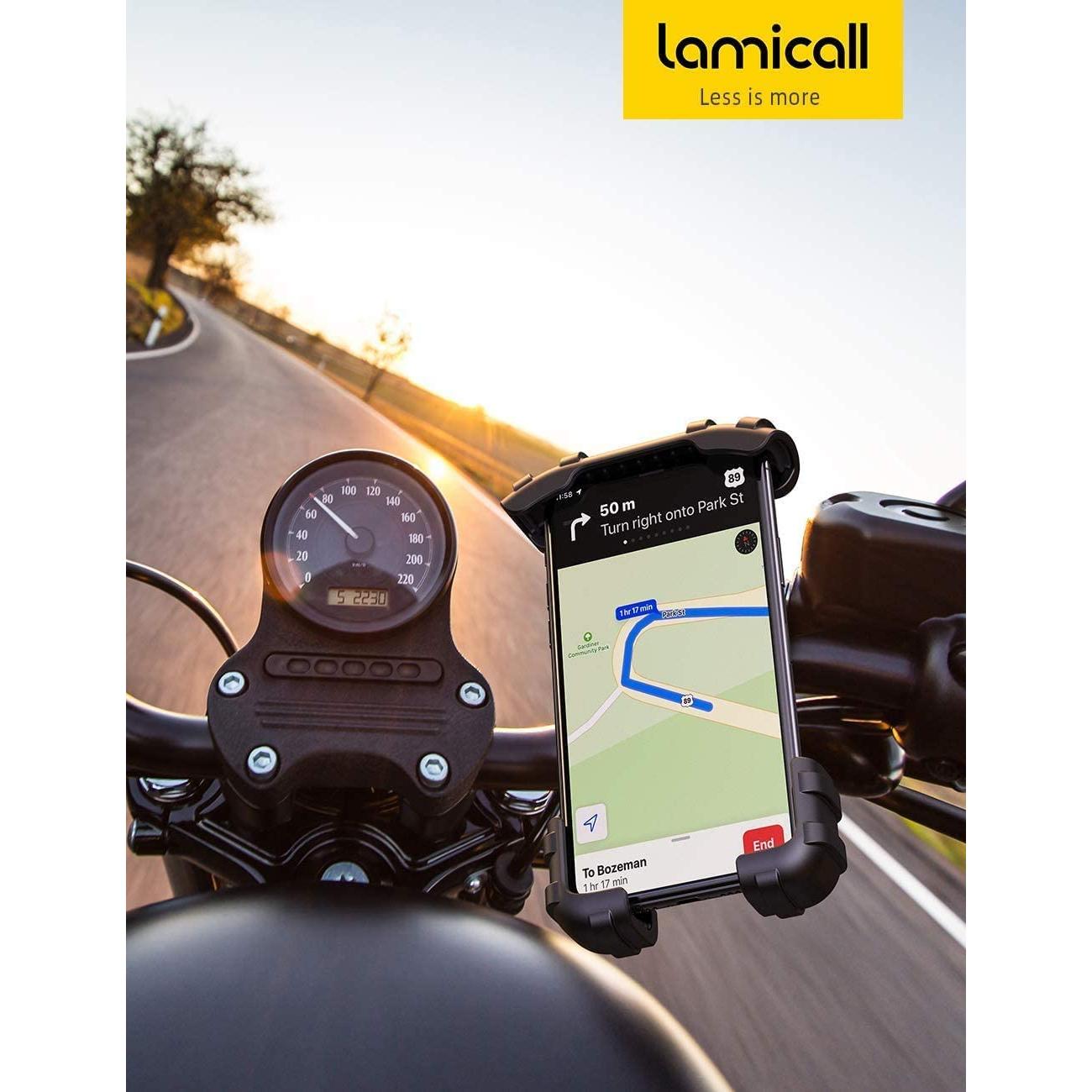 Bike Phone Mount, Motorcycle Phone Holder - Lamicall Motorcycle Bicycle Cell Phone Mount Clamp for Handlebar, Cycling Motorcycle Accessory
