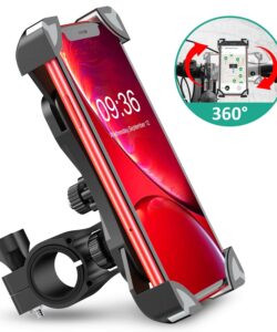 Bike Phone Mount, TEUMI Anti-Shake Bicycle Motorcycle Phone Holder 360° Rotation Universal Cradle Clamp for iPhone 11/11 Pro Max/XR/X/8/7, Samsung Galaxy Note 10 Plus/S20/S20 Plus/S20 Ultra/S10