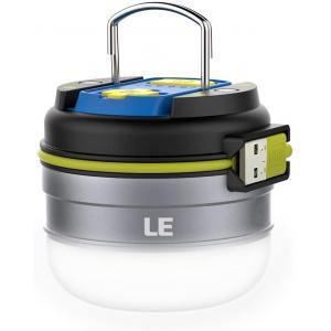 LE USB Rechargeable LED Camping Lantern, 280lm Outdoor Portable Tent Light with Magnet, 3000mAh Power Bank, 3 Lighting Modes, Waterproof Emergency Mini Camp Lantern Light