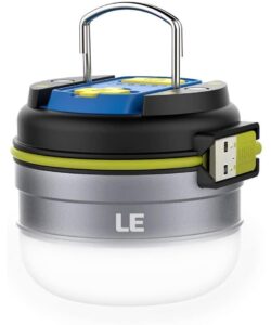 LE USB Rechargeable LED Camping Lantern, 280lm Outdoor Portable Tent Light with Magnet, 3000mAh Power Bank, 3 Lighting Modes, Waterproof Emergency Mini Camp Lantern Light