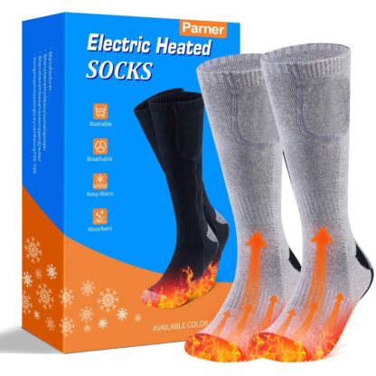 Heated Socks, Double-Sided Heated Electric Socks 3000MAH Camping Foot Warmer 3-Gear Thermal Battery Socks, Rechargeable Winter Heating Cotton Socks for Outdoor Sports