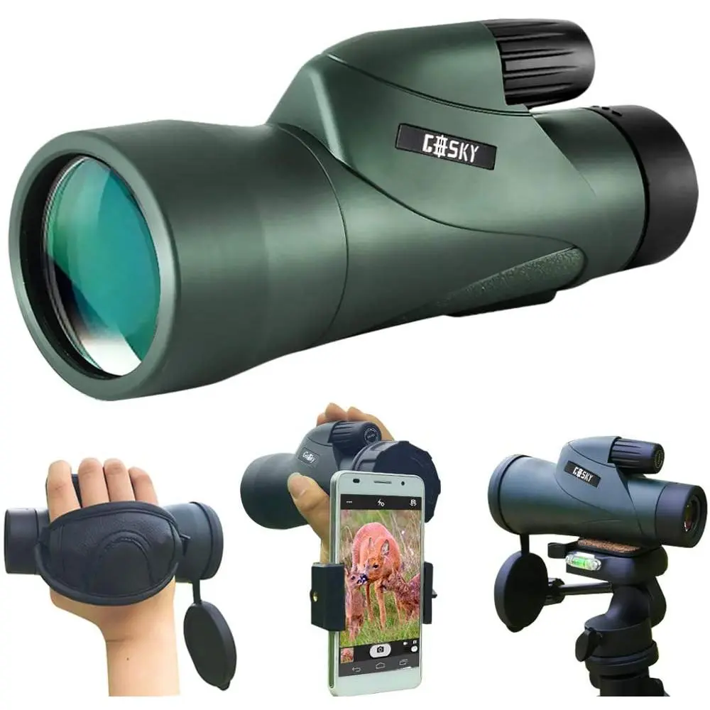Gosky 12x55 High Definition Monocular Telescope and Quick Smartphone Holder - 2018 Newest Waterproof Monocular -BAK4 Prism for Wildlife Bird Watching Hunting Camping Travelling Wildlife Secenery