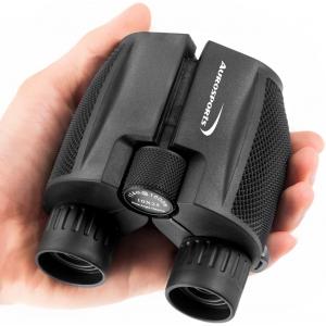 Aurosports 10x25 Folding High Powered Binoculars with Weak Light Night Vision Clear Bird Watching Great for Outdoor Sports Games and Concerts