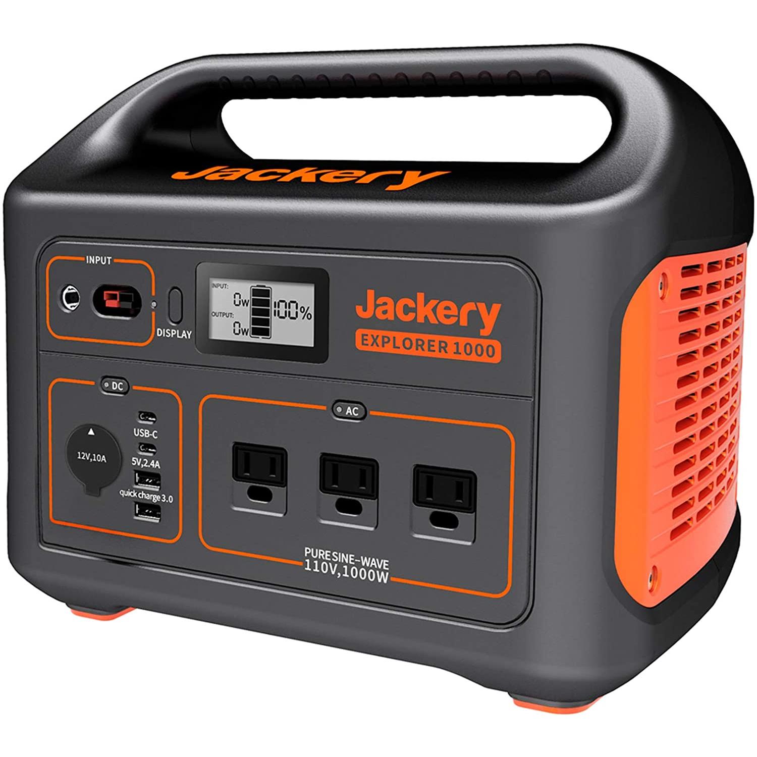 Jackery Portable Power Station Explorer 1000, 1002Wh Solar Generator (Solar Panel Not Included) with 3x110V/1000W AC Outlets, Solar Mobile Lithium Battery Pack for Outdoor RV/Van Camping, Road Trip