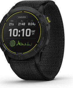 Garmin Enduro, Ultraperformance Multisport GPS Watch, Solar Charging, Battery Life Up to 80 Hours in GPS Mode, Carbon Gray DLC Titanium with Black UltraFit Nylon Band