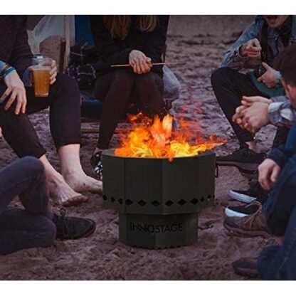 INNO STAGE 16" Smokeless Fire Pit, Wood Burning Fire Bowl for Outdoor Camping Bonire Patio Backyard with Carrying Ba