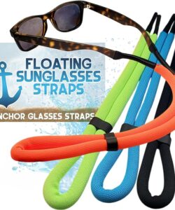 Floating Sunglasses Straps for Water – 4 Pack Buoyant Glasses Retainer for Men Women – Adjustable Floatable Eyewear Lanyard for Boating Kayaking Fishing Paddleboarding Beach Lake Pool