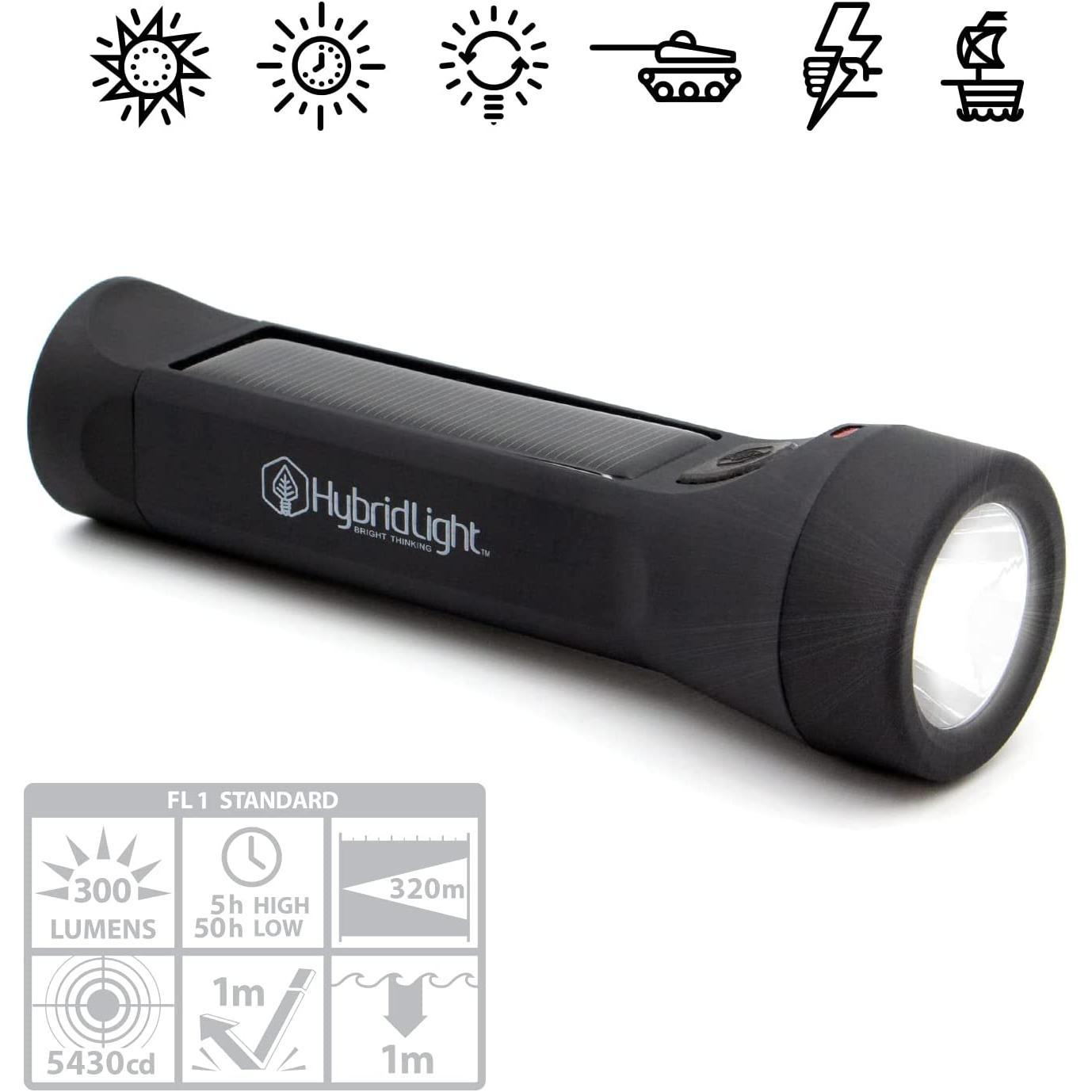 HYBRIDLIGHT Journey 300 Solar LED Waterproof Flashlight with USB Phone Charger