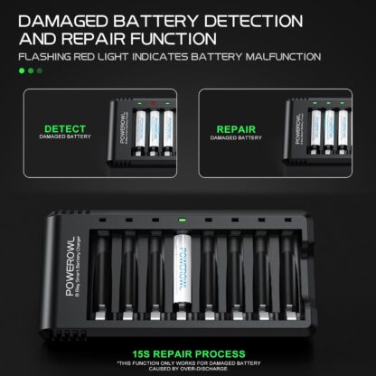 POWEROWL 8 Bay AA AAA Battery Charger