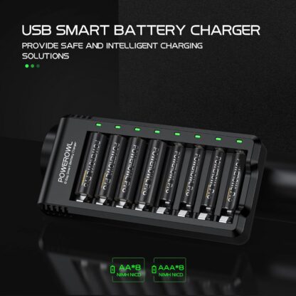 POWEROWL 8 Bay AA AAA Battery Charger