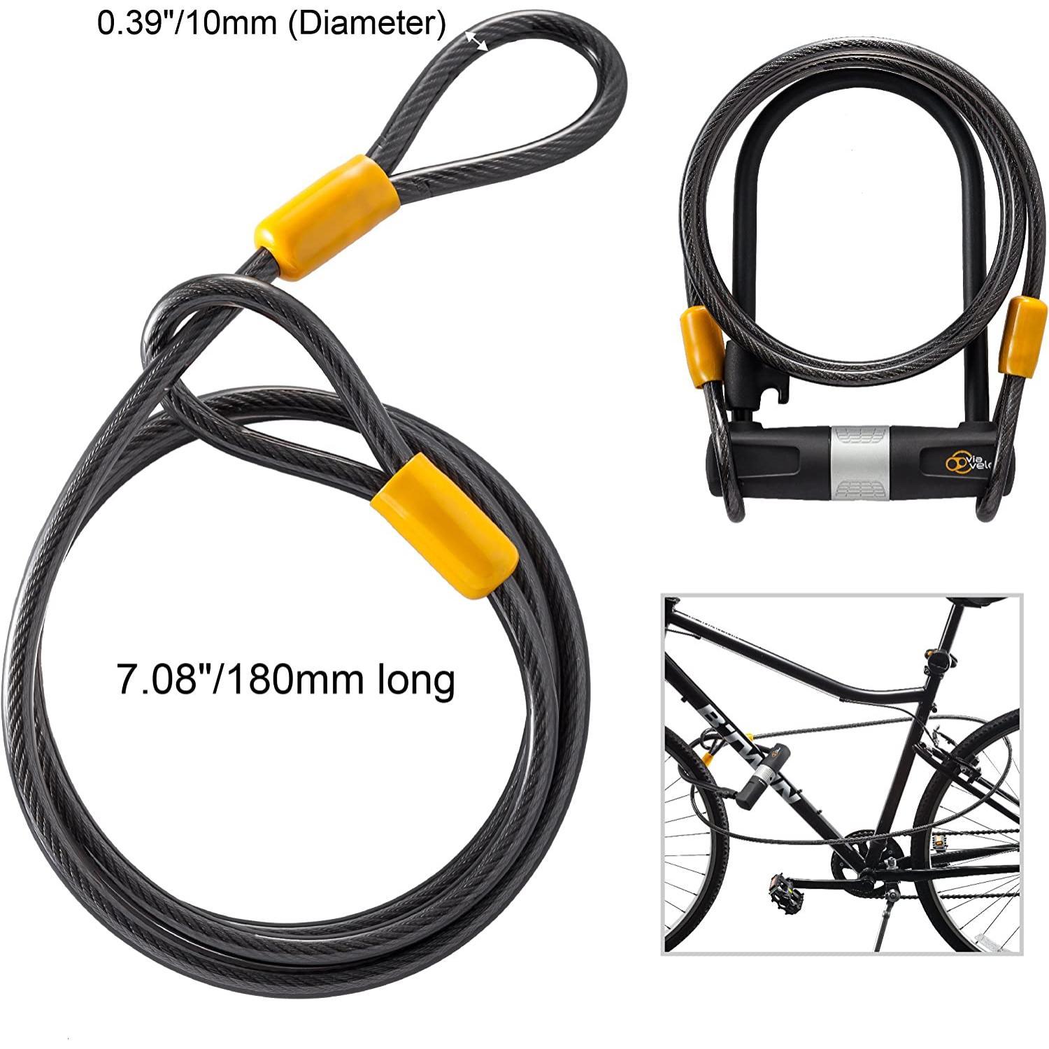 Heavy-Duty Bicycle U-Lock & Cable w/Mounting Bracket