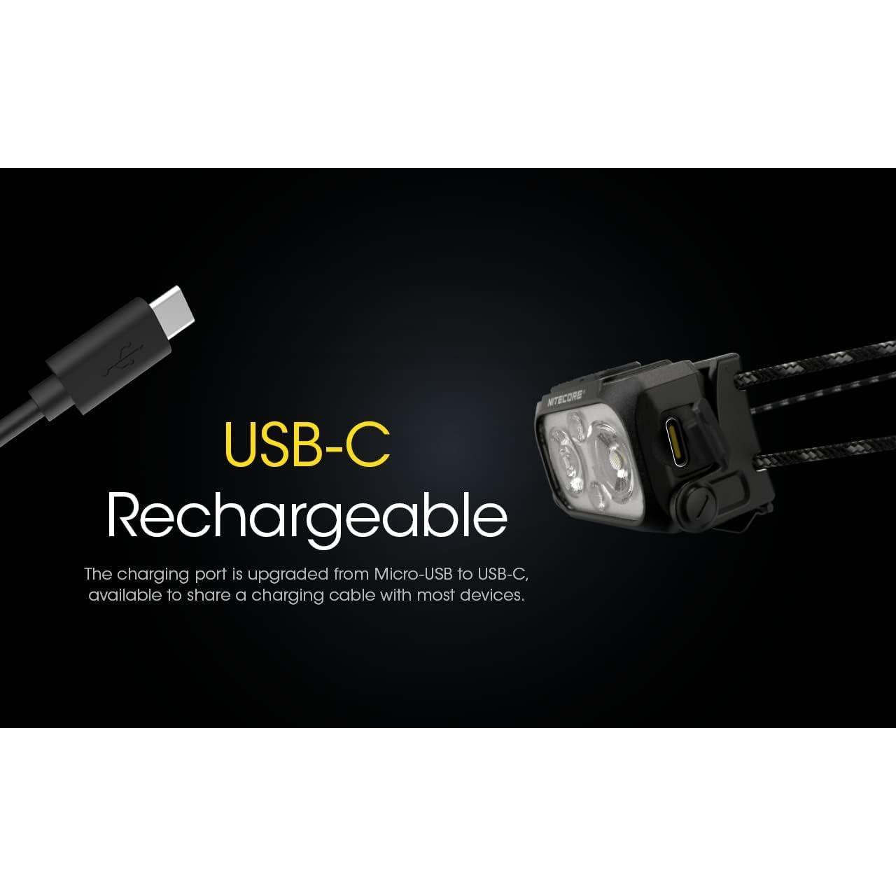 Nitecore NU25 400 UL Ultra Lightweight Headlamp, 400 Lumen USB-C Rechargeable with Lumentac Organizer