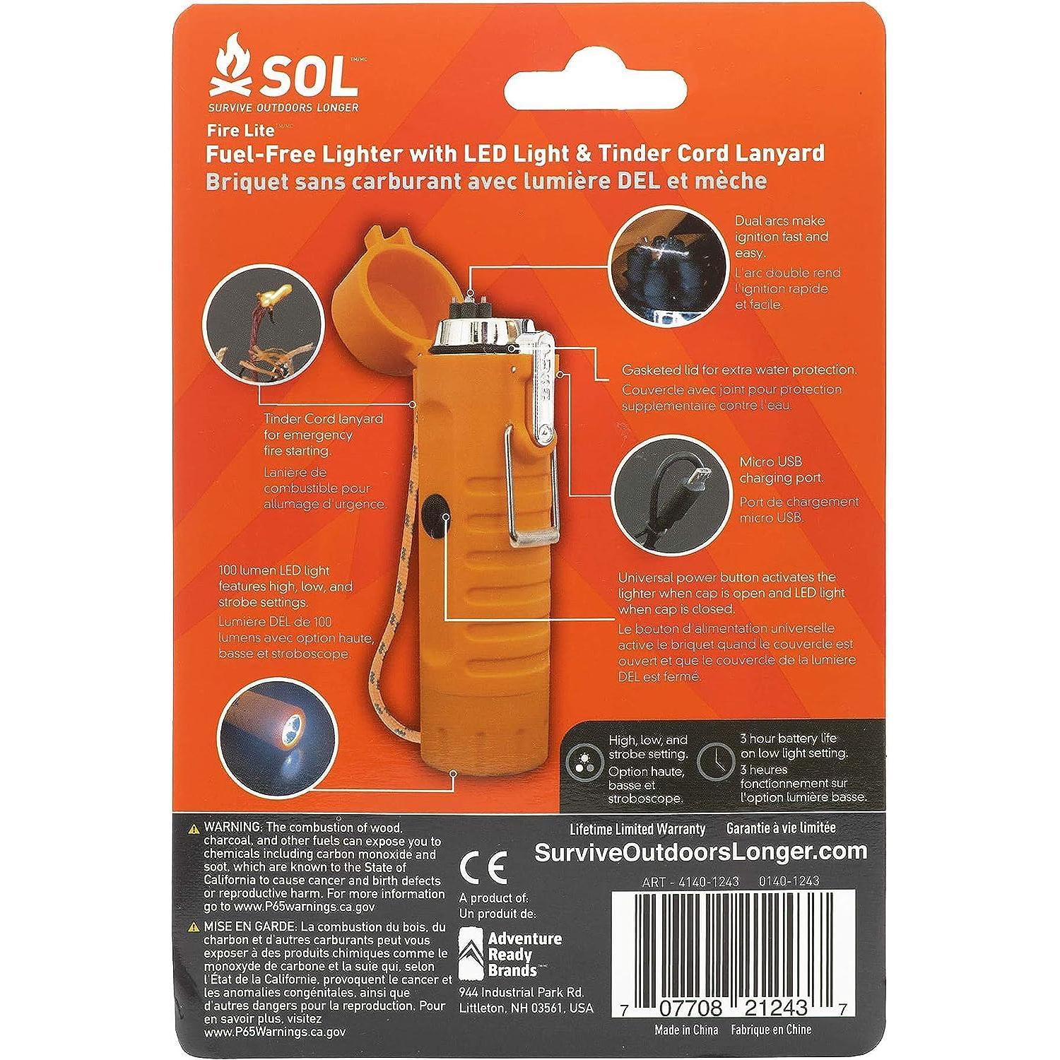 SOL Fire Lite Fuel-Free USB Rechargeable Lighter & Flashlight