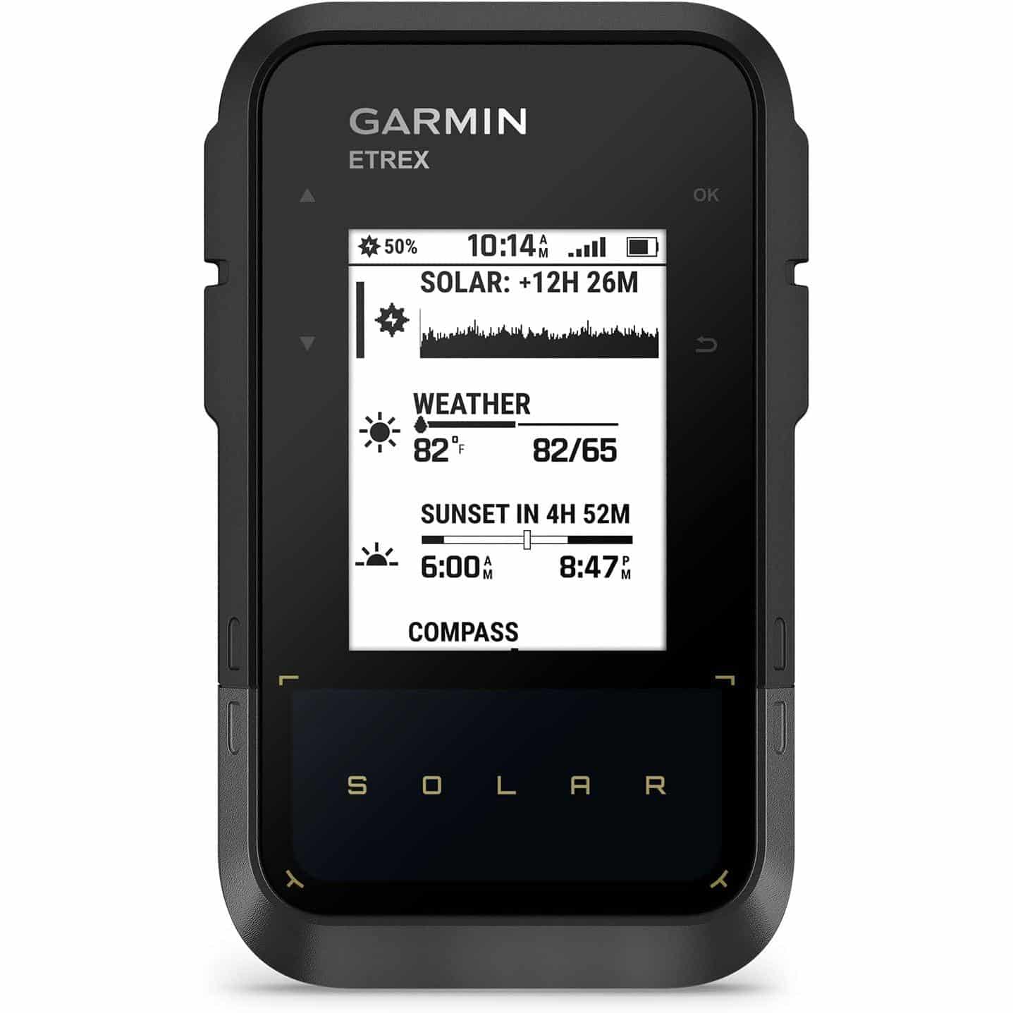 Garmin eTrex® Solar, GPS Handheld Navigator, Unlimited Battery Life, Water Resistant