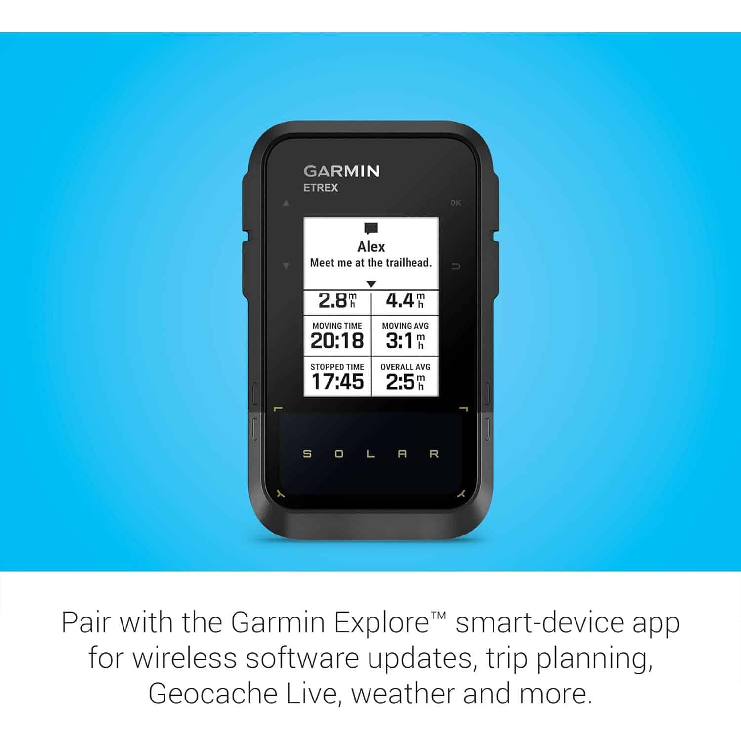 Garmin eTrex® Solar, GPS Handheld Navigator, Unlimited Battery Life, Water Resistant
