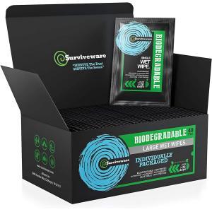 Surviveware Biodegradable Wet Wipes 40 Individually Wrapped Wipes