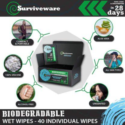 Surviveware Biodegradable Wet Wipes 40 Individually Wrapped Wipes