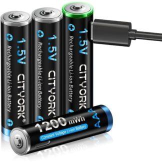 4 Pack USB-C 1.5V AAA 1200mWh Lion Rechargeable Battery